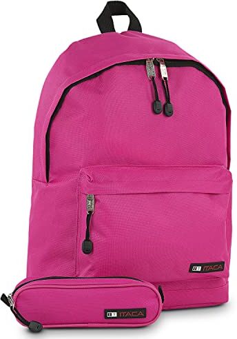 ITACA Zaino Sportivo e Zaino Scuola Ideale per Ragazzi, Zaino Scuola Superiore e Zaino Nero di Qualità , Fucsia