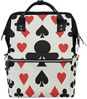 MONTOJ Cool Poker Cards Pattern Clubs Canvas Zaino Viaggio Campus Zaino