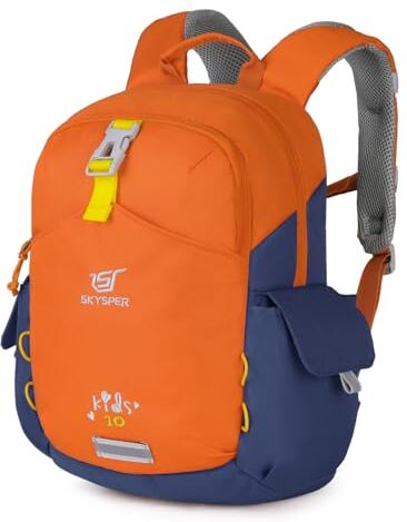 SKYSPER Zaino per Bambini 10L Zainetto Scolastico per Bambini Ragazzi Zainetto Gita per Scuola Asilo 3-8 anni, Arancione