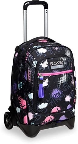 Seven Trolley Scuola Sganciabile New Tech, Nero, Pinkpois Girl, Triplo Uso, Zaino con Carrello Sganciabile, Maxi Capienza, Zaini e Trolley, Scuola, Bambine e Ragazze