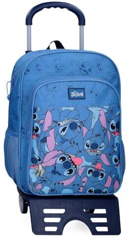 Disney Joumma  Happy Stitch Zaino scuola con carrello blu 30 x 40 x 13 cm Poliestere 15,6 L, blu, Zaino scuola con carrello