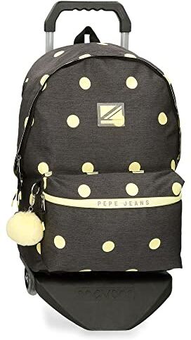 Pepe Jeans Leire Zaino scuola con carrello nero 31 x 44 x 17,5 cm Poliestere 20,46 L, Nero, Zaino scolastico con carrello