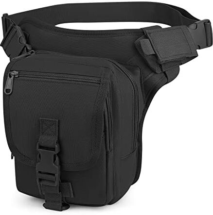 HUNTVP Marsupio Cosciale Tattico Militare Borsa Gamba Moto Molle Impermeabile per Campeggio Escursionismo Ciclismo Viaggio Trekking Sport Porta Smartphone, Typ-6 Nero