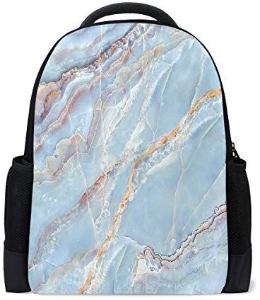 Fender Marmo Texture Design Viaggio Zaino Portatile Scuola Libro Borsa Blu Bianco Oro Causale Daypack Outdoor Business Escursionismo Zaini Campeggio Borse A Spalla Per Studenti Donne Uomini