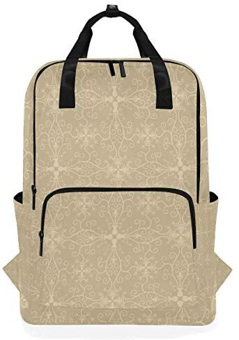 FAJRO Zaino da scuola con stampa floreale, colore: beige