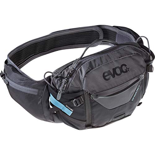 EVOC HIP PACK PRO 3 borsa per i fianchi per escursioni in bicicletta e sentieri (capacità 3L, AIRFLOW CONTACT SYSTEM, cintura AIRO FLEX, sistema VENTI FLAP, portabottiglie), Nero / Grigio carbonio