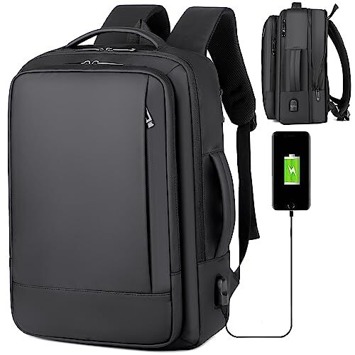 Mixroom Zaino da Viaggio Porta PC Estendibile Per Uomo Valigia Bagaglio a mano Custodia Notebook fino ai 15.6 pollici Con Ricarica USB Lavoro Scuola Nero Z28