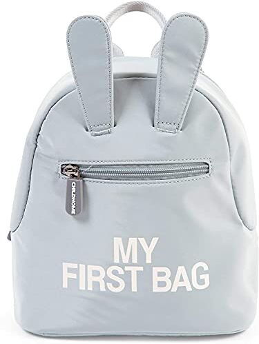 Childhome , Zaino per bambini, scuola, asilo nido, due scomparti, borsa per il pranzo/bottiglia di capacità adeguata, fibbia di sicurezza rimovibile, idrorepellente, My first bag, grigio