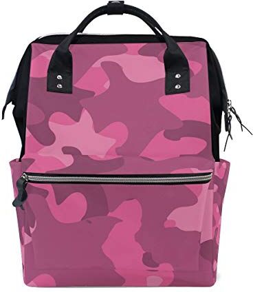 FANTAZIO Mummia Bag Zaino Diversi Rosa Camouflage Pattern Scuola Bag