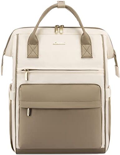 LOVEVOOK Zaino Porta PC Donna, 17 Pollici Impermeabile Computer Backpack Antifurto con Porta USB e Scomparto per Laptop per Scuola Università Viaggi Lavoro Aereo Ufficio, Cachi Beige