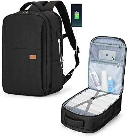 SZLX Borse da Viaggio 45x36x20 Zaino Easyjet Donna Zaino Ryanair 40x20x25 Bagaglio a Mano Zaino impermeabile uomo trekking, Borsa da Viaggio Cabina aereo Zaino per Laptop con Porta di ricarica USB