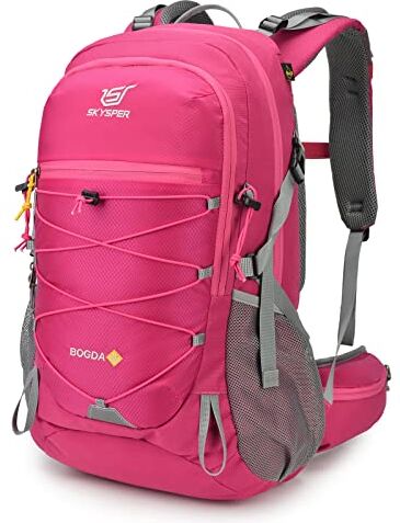 SKYSPER Zaino da Hiking 35L, Zaino Trekking Impermeabile con Copri pioggia Uomo e Donna Zaino Campeggio per Montagna Viaggio Trekking Escursione, -rosa