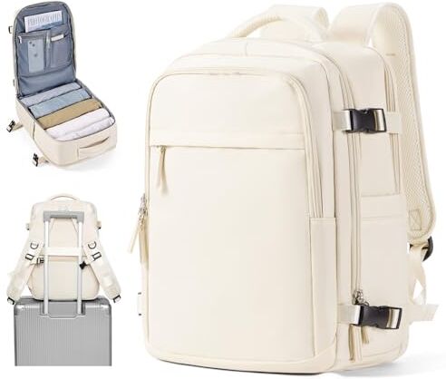 BOXSAM Zaino Ryanair 40x20x25 Bagaglio a Mano Beige Zaino Borsa da Cabina per Easyjet 45x36x20 Impermeabile Zaino da Viaggio Aereo Donna Travel Backpack Uomo