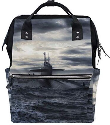 MONTOJ Submarine On Dark Sea Canvas Borsa da viaggio Campus Zaino