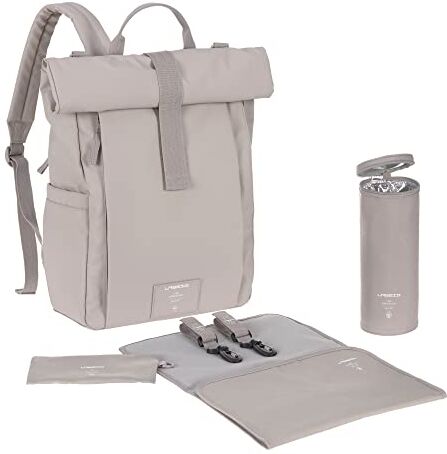 LÄSSIG Zaino fasciatoio Borsa fasciatoio con fasciatoio, attacco per carrozzina, portabiberon Prodotto in modo sostenibile/Rolltop Up Backpack taupe