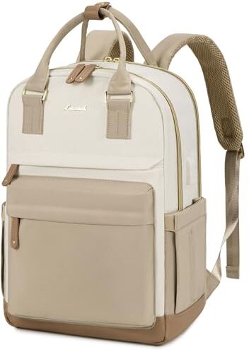 LOVEVOOK Zaino Porta PC Donna, 17 Pollici Zaino da Viaggio Scuola Università Grande, Impermeabile Zaino Lavoro Ufficio Antifurto Elegante, Computer Laptop Travel Backpack Waterproof Cachi