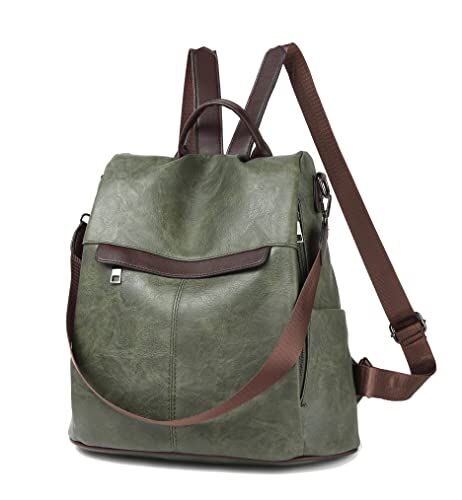 shepretty Zaino Donna antifurto Borsa Tracolla Zainetto Viaggio Daypack, 0298PU-Verde