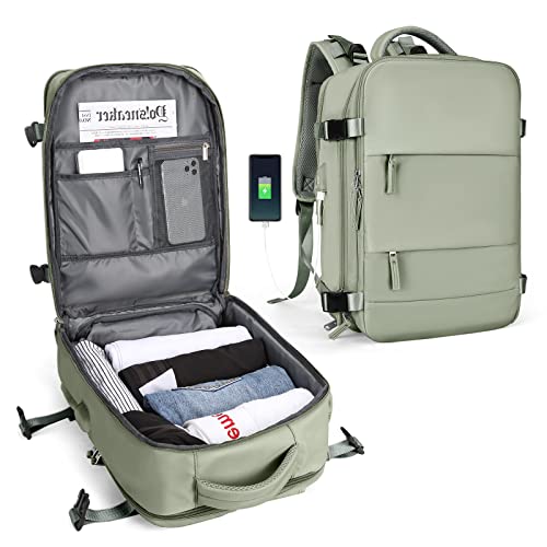 SZLX Zaino da viaggio grande da donna da viaggio zaino da escursionismo sportivo da esterno impermeabile zaino da scuola casual laptop da 15,6 pollici con porta di ricarica USB scomparto per scarpe Grigio