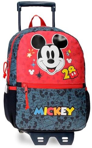 Disney Mickey Get Moving Zaino Scuola con Carrello Multicolore 25x32x12 cm Poliestere 9,6L, multicolore, Zaino scuola con carrello