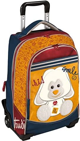 FCP Trolley Zaino Scuola Trudi Peluche Cucciolo Cane Arancione Blu + omaggio 7 penne + portachiave paillettes