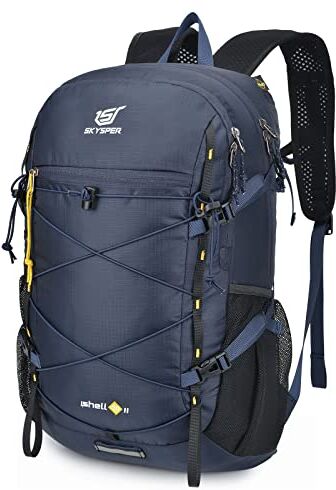 SKYSPER Zaino Ultraleggero Pieghevole, 30L Resistente all'acqua con Strisce Riflettenti ISHE30-Blu navy