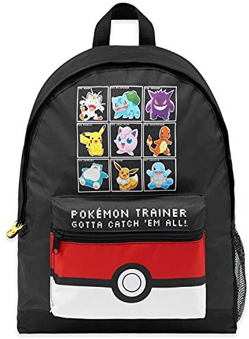 Pokemon Zaino Scuola Elementare Media Gadget Originale Pikachu Pokeball (Nero/Rosso One Size)