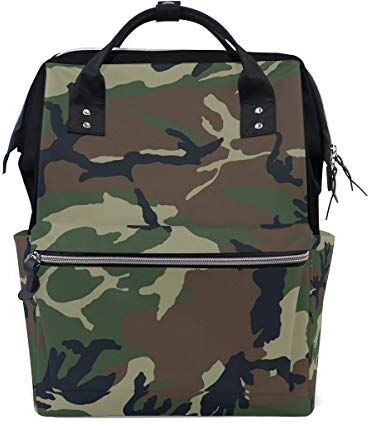 FANTAZIO Mummia Bag Zaino Camouflage Woodland Texture Scuola Bag