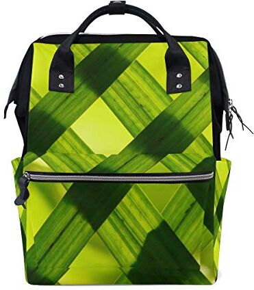 MONTOJ Green Lanky Papery Leaves canvas Borsa da viaggio Campus Zaino