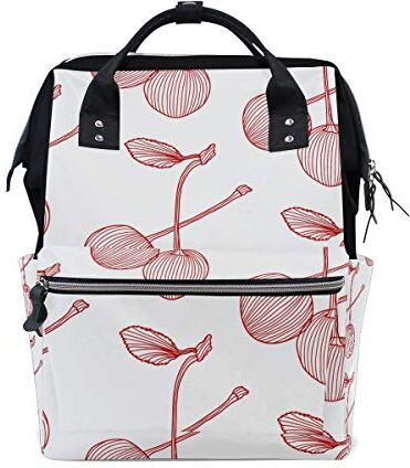 MONTOJ Red Hollow Out Cherry canvas Borsa da viaggio Campus Zaino