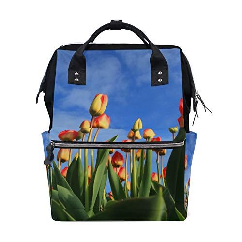 MONTOJ Tulips Blue Sky canvas Borsa da viaggio Campus Zaino