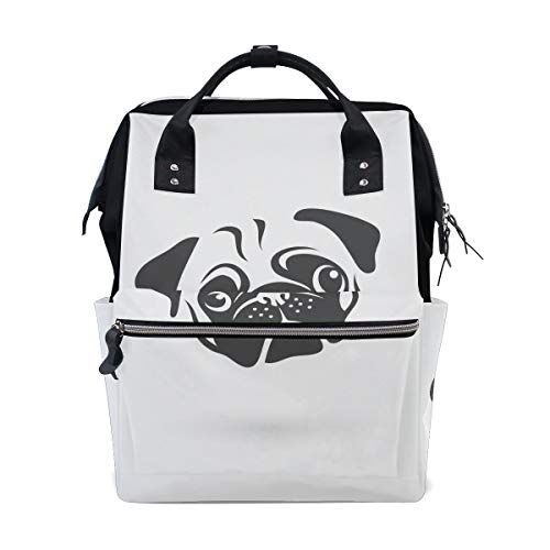 FANTAZIO Mummia Bag Zaino Carlino Cane Nero E Bianco Modello Scuola Bag