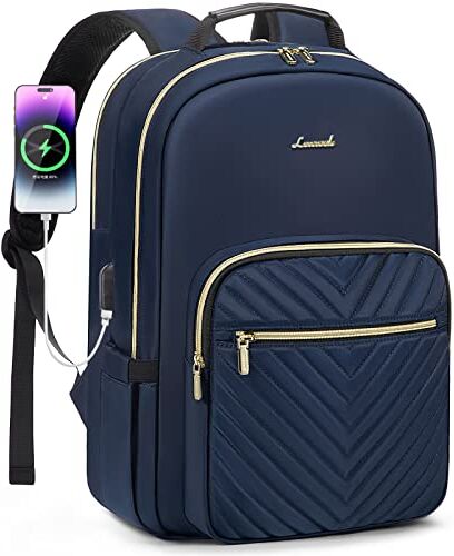 LOVEVOOK Zaino Donna Porta PC 15,6 Pollici, Impermeabile Zaino per Laptop con Caricatore USB, Zaino Computer per Università Viaggi Lavoro Scuola Ufficio Blu