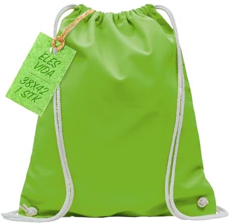 ELES VIDA Sacca in Cotone da Palestra, Zaino Borsa in Tessuto, Borsa in Cotone, Borsa in Juta Borsa in Tessuto Omologata Oeko-Tex® (Verde Chiaro, 38 x 42 cm)