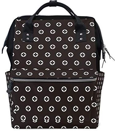 FANTAZIO Mummy Bag Zaino Nero E Bianco Polka Dot Pattern Borsa Scuola