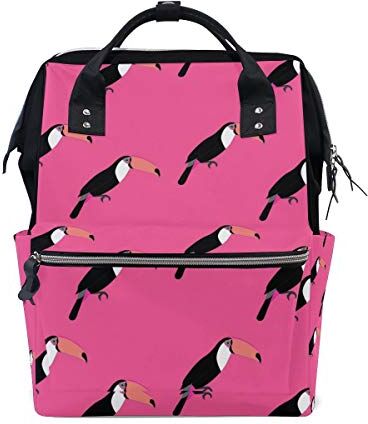 FANTAZIO Borsa Mummia Zaino Pind Background Uccello Modello Scuola Bag