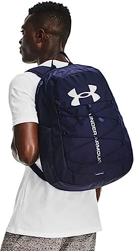 Under Armour Adult Hustle Sport Backpack , Midnight Navy (410)/Metallic Silver , One Size Fits All