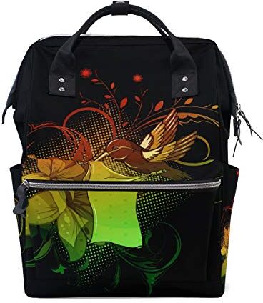 FANTAZIO Borsa Mummingbird Zaino Fiori Colorati E Colibrì Borsa Scuola