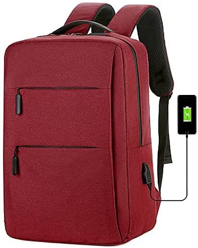 WSNDG Zaino da viaggio d'affari Zaino laptop, borsa for computer business da 15.6 pollici, borsa for laptop borsa da scuola con USB Porta di ricarica Zaino da viaggio per laptop (Color : Red)