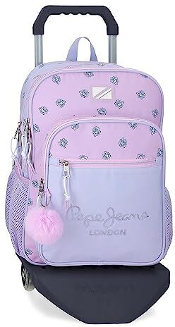 Pepe Jeans Becca Zaino scuola con carrello viola 30 x 40 x 12 cm Poliestere 14,4 L, Viola, Taglia unica, Zaino scuola con carrello