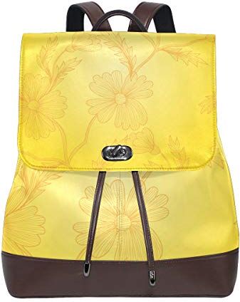 MONTOJ Borsa da viaggio in pelle con motivo floreale, colore: Giallo