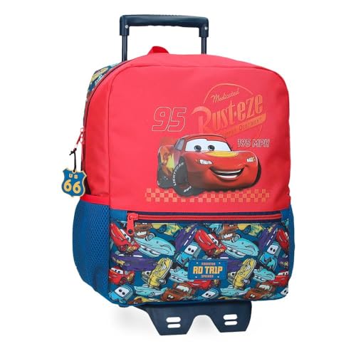 Disney Joumma Cars RD Trip Zaino Scuola con Carrello Rosso 25 x 33 x 12 cm Poliestere 9,8 L, rosso, Zaino scuola con carrello