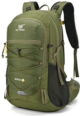 SKYSPER Zaino da Hiking 35L, Zaino Trekking Impermeabile con Copri pioggia Uomo e Donna Zaino Campeggio per Montagna Viaggio Trekking Escursione, -verde