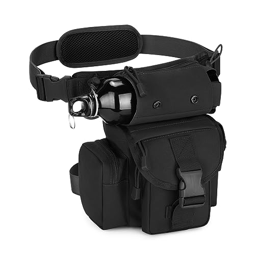 HUNTVP Marsupio Cosciale Tattico Militare Borsa Gamba Moto Molle Impermeabile per Campeggio Escursionismo Ciclismo Viaggio Trekking Sport Porta Smartphone,Typ-10 Nero