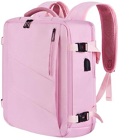 Leyrica Zaino da Viaggio per Ryanair/Wizzair 40x20x25 Bagaglio a Mano Unisex Borse da Cabina Zaino per Laptop 15 pollici Daypack Casual Zaino Università/Lavoro Impermeabile. (40x20x25 CM, Rosa)