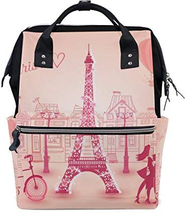 FANTAZIO Zaino Mummia Bag Amanti In Parigi Torre Eiffel Borsa Scuola