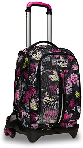 Seven S.p.a. Seven Trolley Scuola Sganciabile Jack 3 Ruote, Fucsia, KIDDIE CRUSH, Triplo Uso, Zaino con Carrello Sganciabile, Tasca Porta Borraccia, Zaini e Trolley, Scuola, Bambine e Ragazze