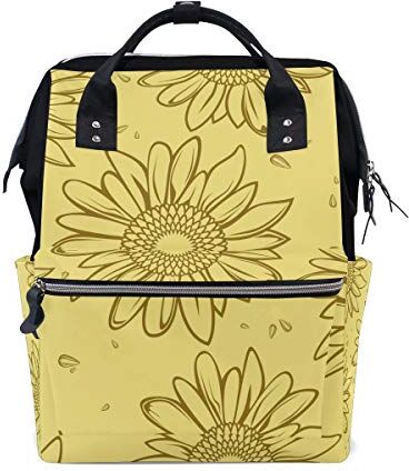 FANTAZIO Mummia Bag Zaino Modello Fiori Giallo Borsa Scuola