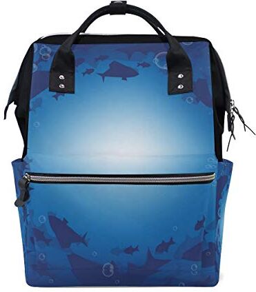 FANTAZIO ZAINO Barracuda Fish Underwater School Canvas Daypack