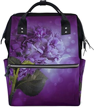 FANTAZIO Mummia Bag Zaino Viola Ortensia Fiori Borsa Scuola