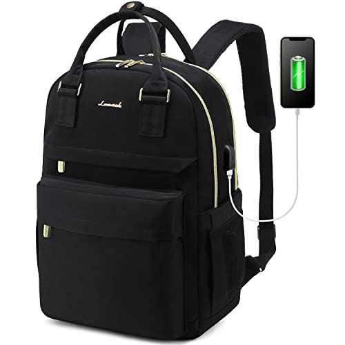 LOVEVOOK Zaino Porta PC Donna, 17 Pollici Impermeabile Computer Backpack Antifurto con Porta USB e Scomparto per Laptop per Scuola Università Viaggi Lavoro Aereo Ufficio, Nero